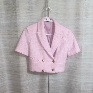 Pastel pink short-sleeve suitjacket